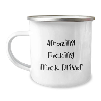 Funny Truck Driver Gift for Men - 'Amazing F - king Truck Driver' Quote on Camping Mug, Birthday Unique Gifts from Friends, Coworkers, Family - The Buy Boom