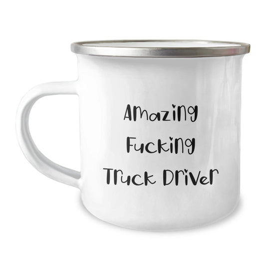 Funny Truck Driver Gift for Men - 'Amazing F - king Truck Driver' Quote on Camping Mug, Birthday Unique Gifts from Friends, Coworkers, Family - The Buy Boom