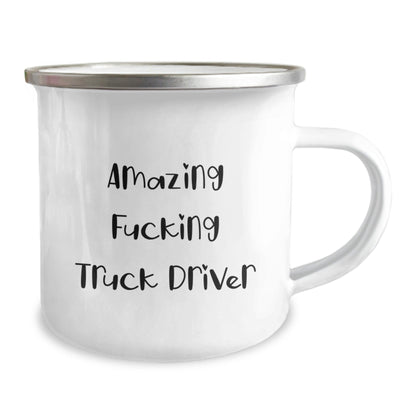 Funny Truck Driver Gift for Men - 'Amazing F - king Truck Driver' Quote on Camping Mug, Birthday Unique Gifts from Friends, Coworkers, Family - The Buy Boom