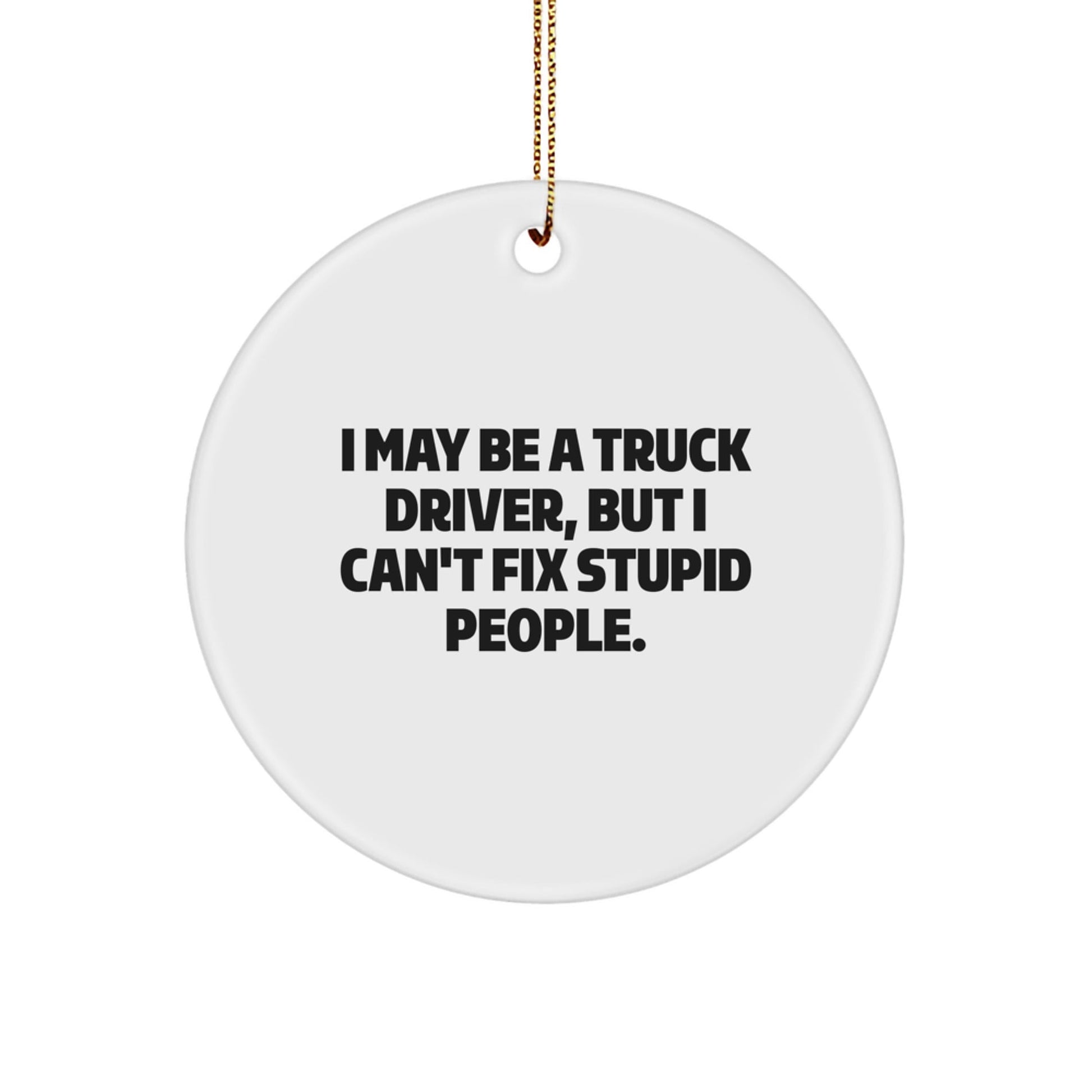 Funny Truck Driver Gifts from Friends for Men - I May Be A Truck Driver, But I Can't Fix Stupid People. Christmas Unique Circle Ornament - The Buy Boom