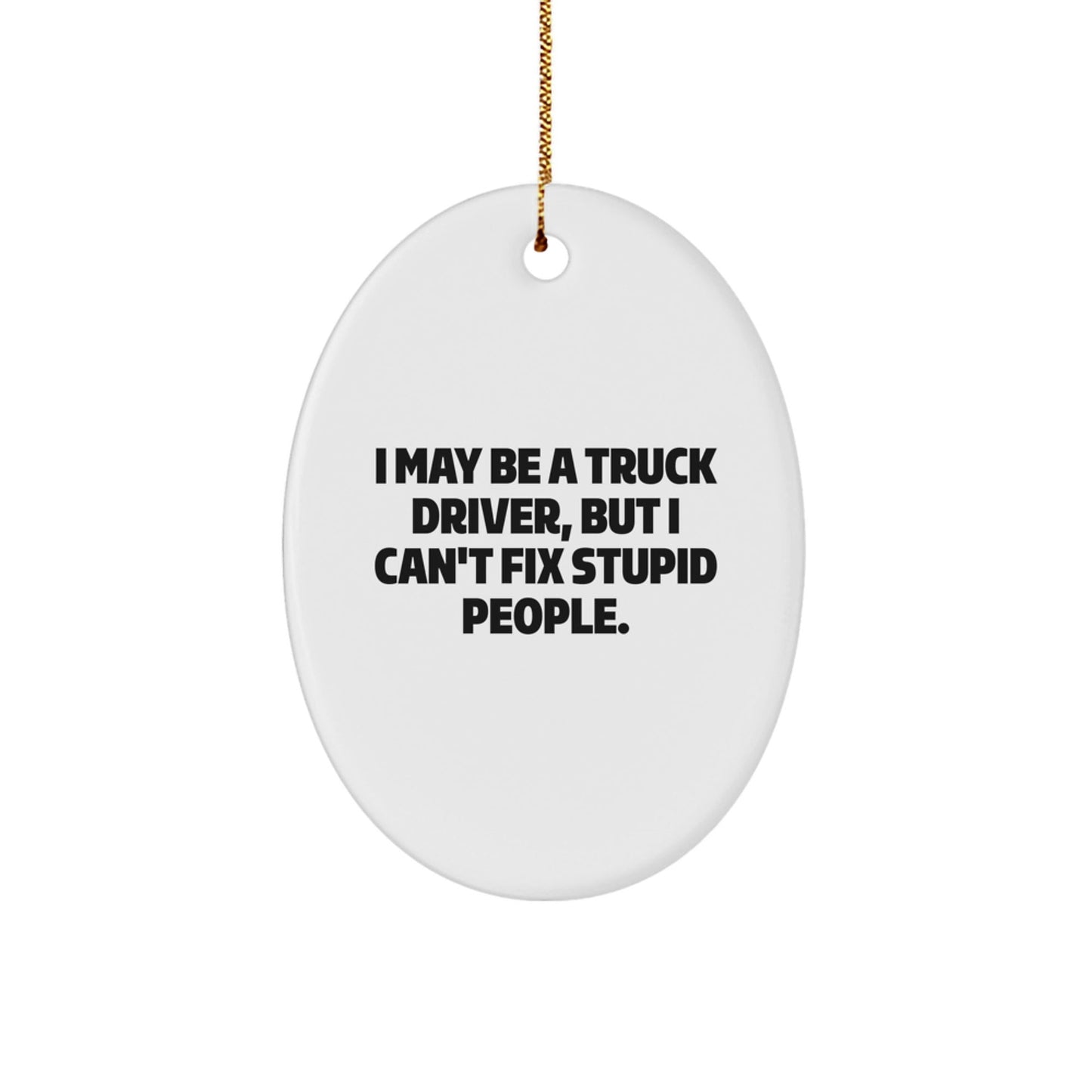 Funny Truck Driver Gifts from Men - Oval Ornament - I May Be A Truck Driver, But I Can't Fix Stupid People. - Christmas Unique - The Buy Boom