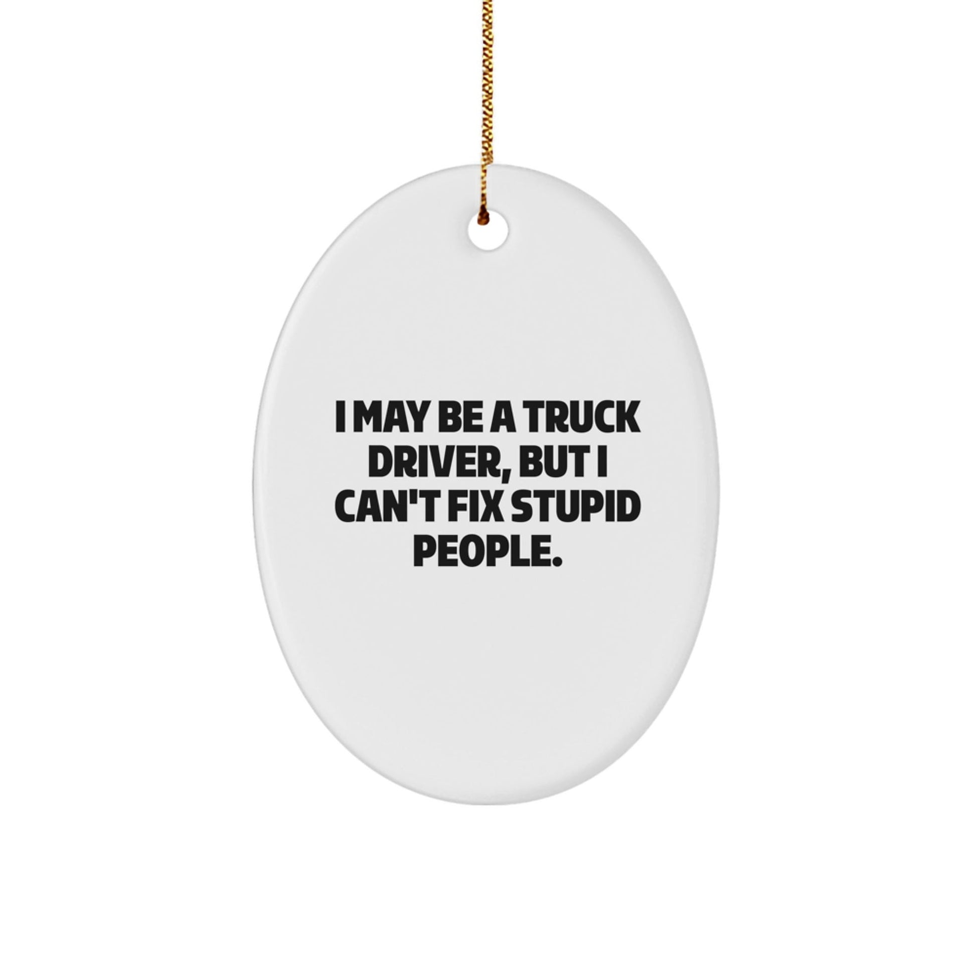Funny Truck Driver Gifts from Men - Oval Ornament - I May Be A Truck Driver, But I Can't Fix Stupid People. - Christmas Unique - The Buy Boom