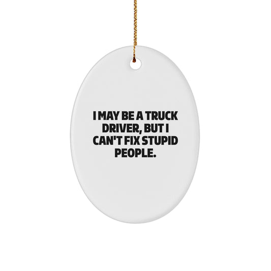 Funny Truck Driver Gifts from Men - Oval Ornament - I May Be A Truck Driver, But I Can't Fix Stupid People. - Christmas Unique - The Buy Boom
