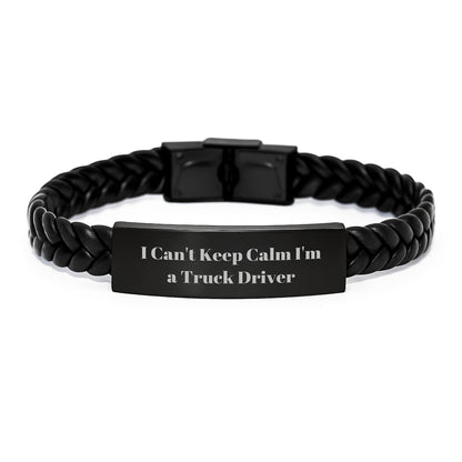 Funny Truck Driver Gifts - I Can't Keep Calm I'm A Truck Driver Interlaced Leather Bracelet for Birthday, Gifts from Men to Truck Driver Friends - The Buy Boom