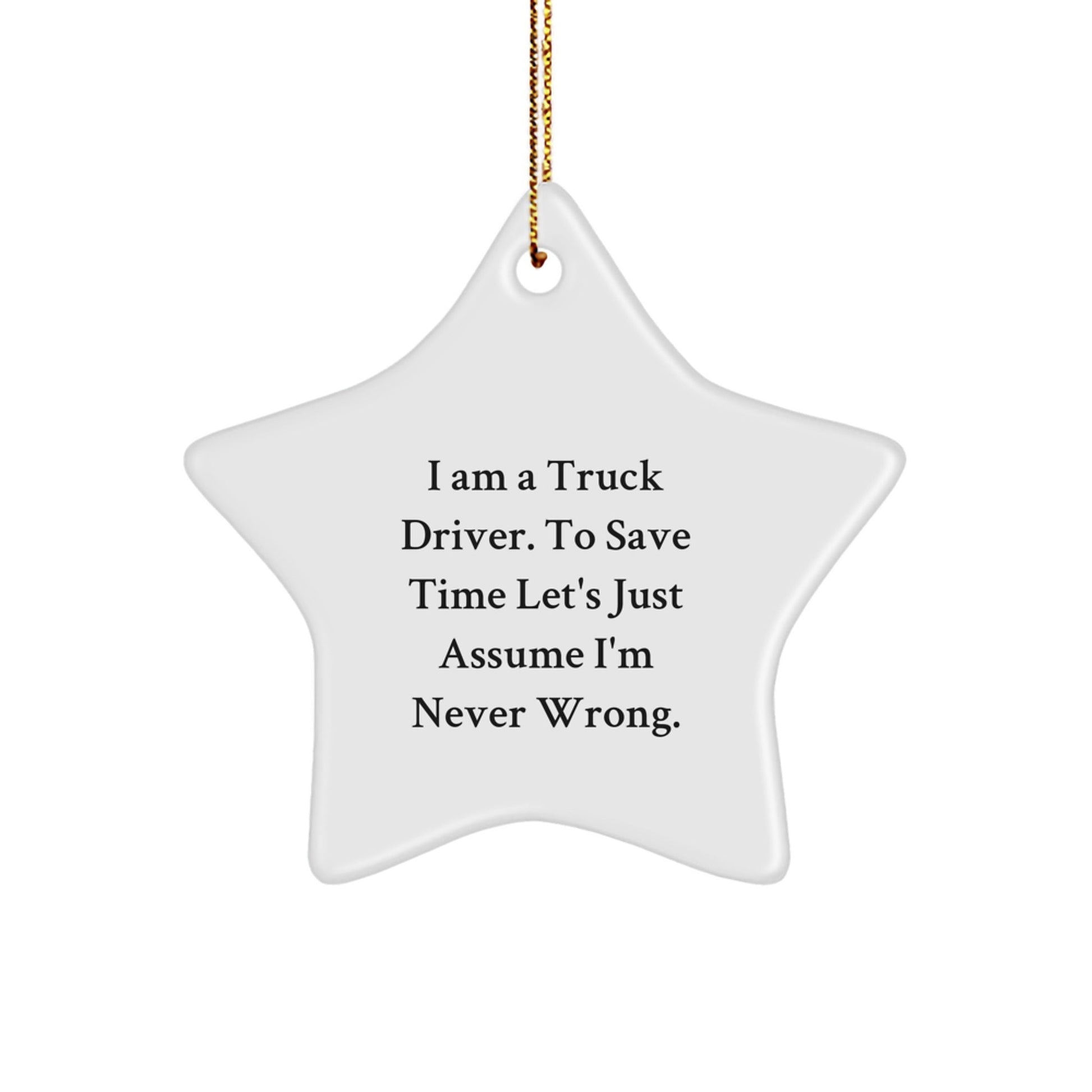 Funny Truck Driver Star Ornament Gifts from Friends for Men, Unique Christmas Decorations, White Star Shaped MDF, Sublimation Printing, High Gloss Finish, Easy Hanging - The Buy Boom