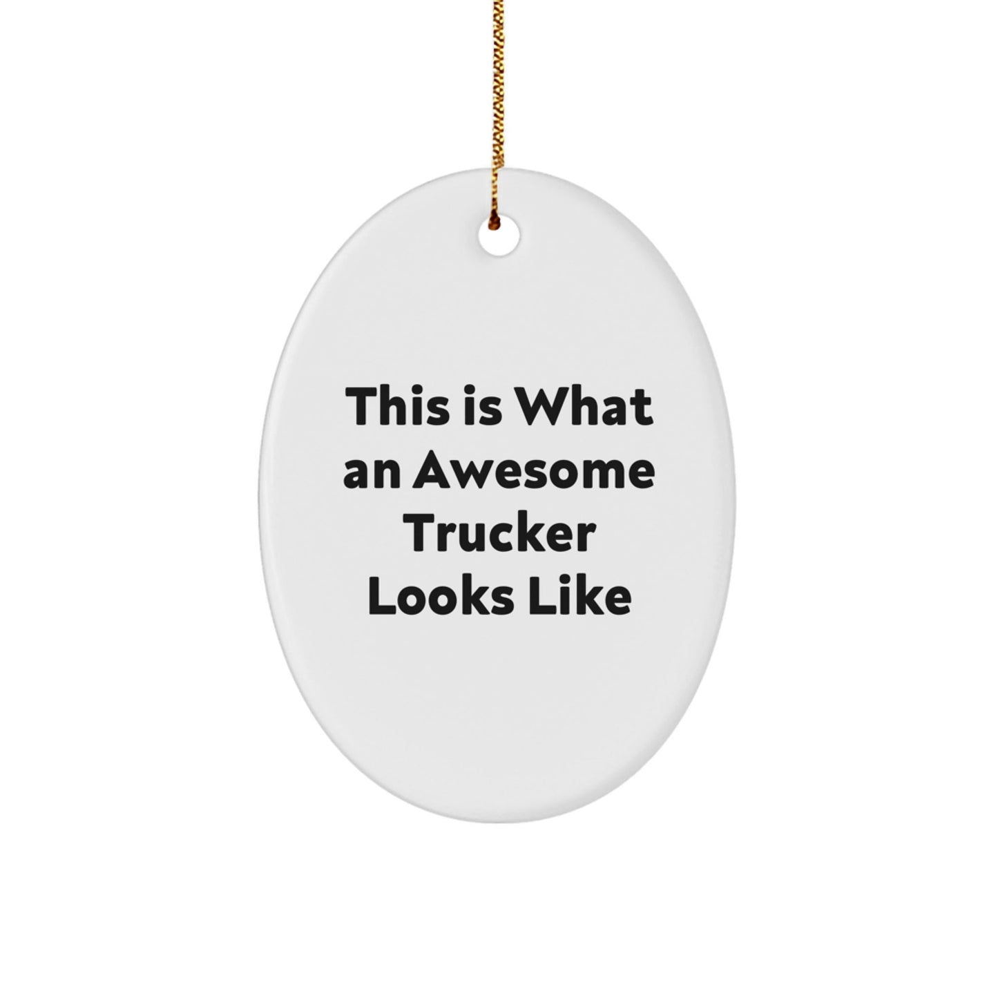 Funny Trucker Gifts from Friends, Oval Ornament for Trucker, This Is What An Awesome Trucker Looks Like, Christmas Unique Gifts for Him - The Buy Boom