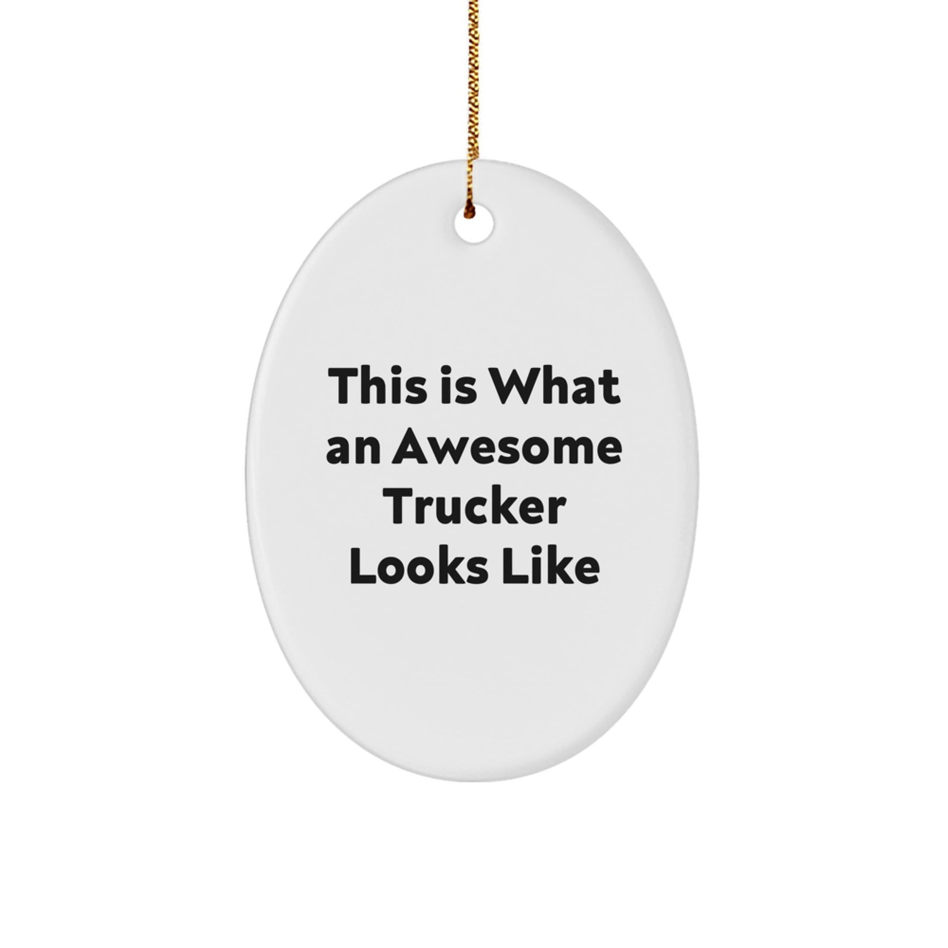 Funny Trucker Gifts from Friends, Oval Ornament for Trucker, This Is What An Awesome Trucker Looks Like, Christmas Unique Gifts for Him - The Buy Boom