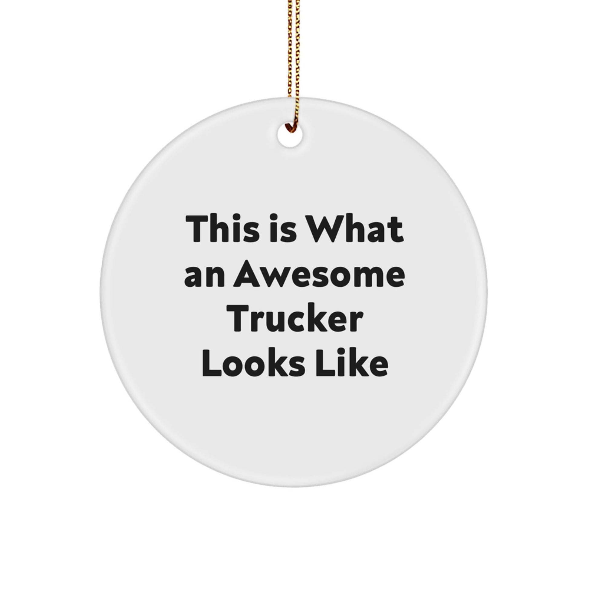Funny Trucker Gifts from Friends - This Is What An Awesome Trucker Looks Like Circle Ornament for Christmas - The Buy Boom