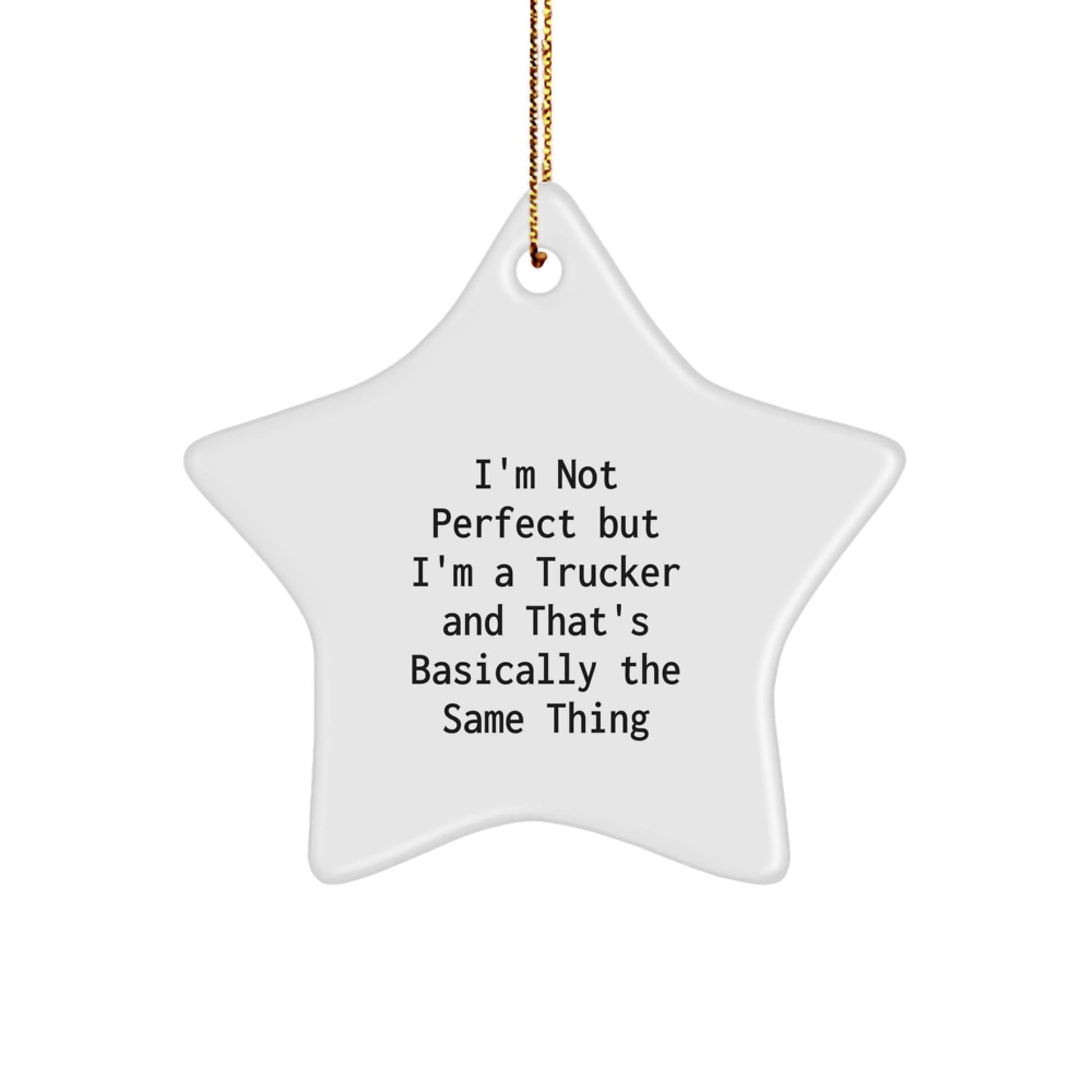 Funny Trucker Gifts from Men to Friends - I'm Not Perfect But Star Ornament, Christmas Unique Presents - The Buy Boom