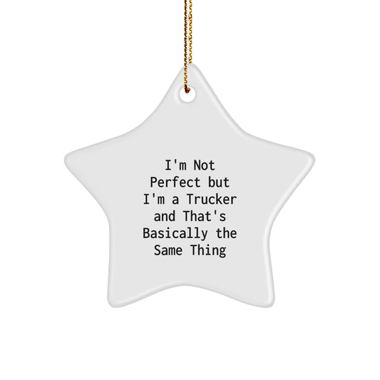 Funny Trucker Gifts from Men to Friends - I'm Not Perfect But Star Ornament, Christmas Unique Presents - The Buy Boom