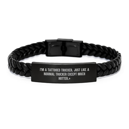 Funny Trucker Gifts, Interlaced Leather Bracelet for Trucker Friends and Family, Birthday Unique Gifts from Men to Women - The Buy Boom