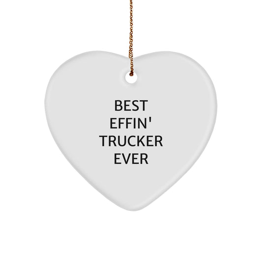 Funny Trucker Heart Ornament Gifts for Trucker Friends from Family, Unique Christmas Unique Gifts for Men, Trucker Lover Heart Shaped MDF Ornament - The Buy Boom
