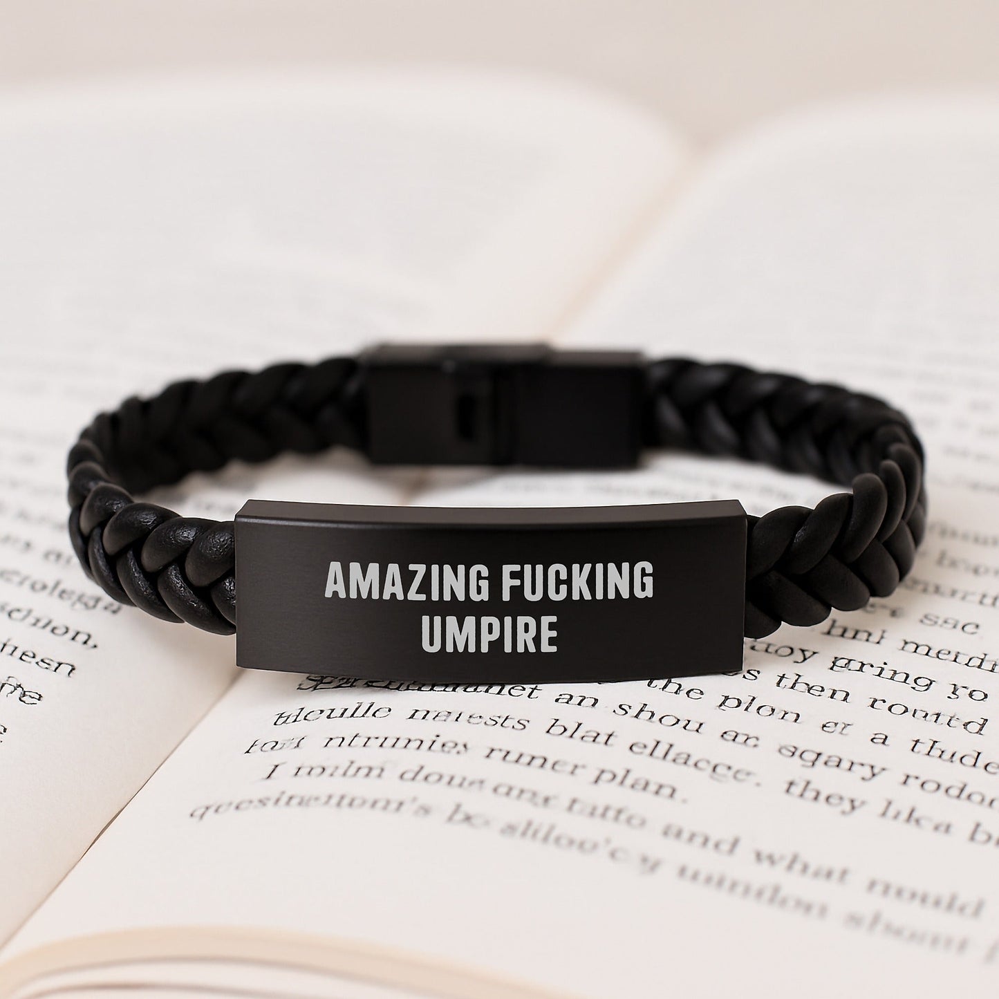 Funny Umpire Gifts for Men - Interlaced Leather Bracelet with Stainless Steel, Perfect for Christmas Unique Presents, 'Amazing F - king Umpire' Engraved, Gifts from Friends and Family - The Buy Boom