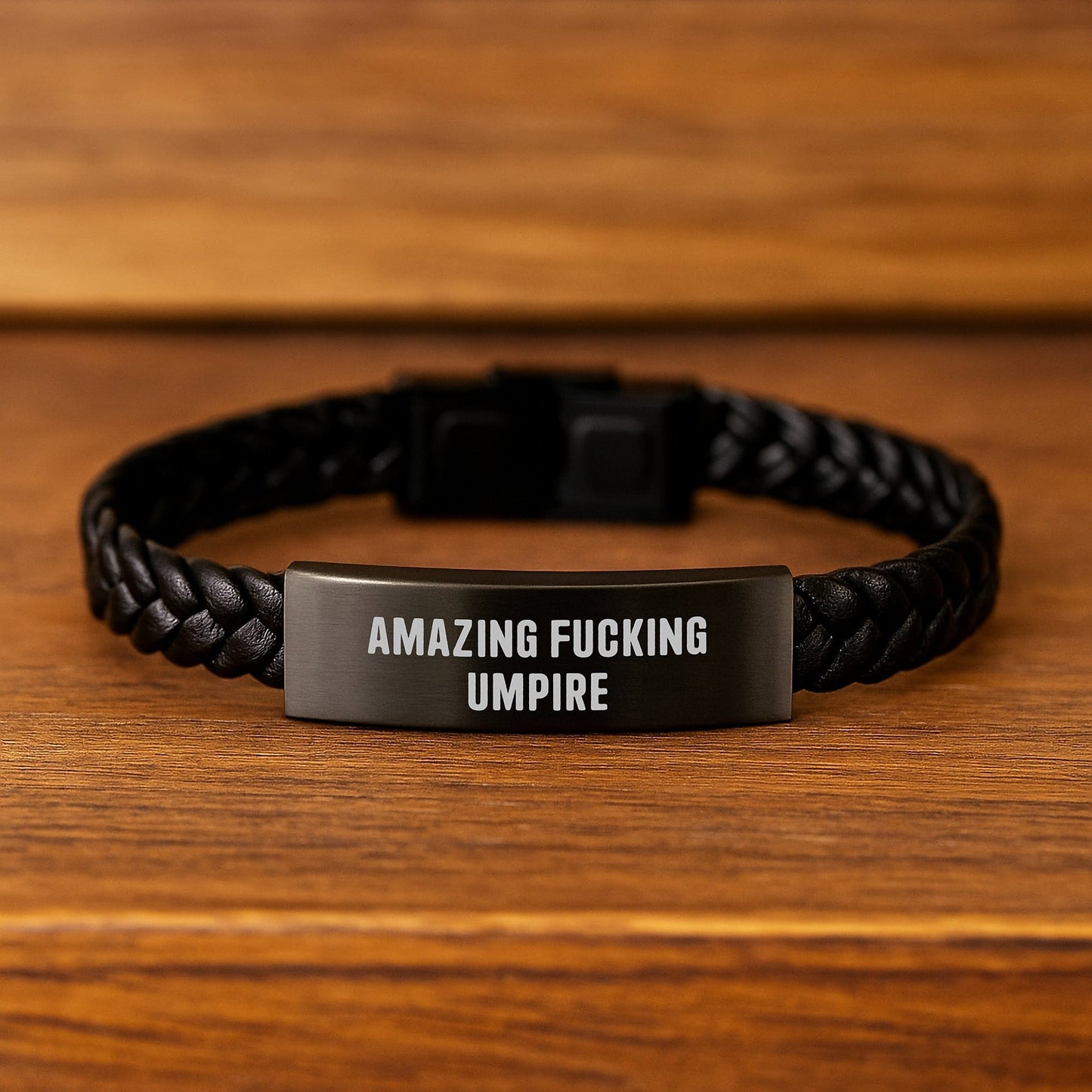 Funny Umpire Gifts for Men - Interlaced Leather Bracelet with Stainless Steel, Perfect for Christmas Unique Presents, 'Amazing F - king Umpire' Engraved, Gifts from Friends and Family - The Buy Boom