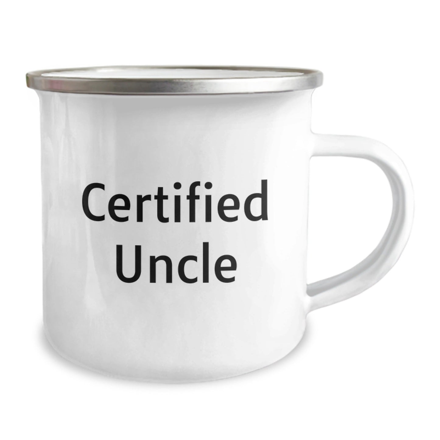 Funny Uncle Gifts from Men, Unique Camping Mug for Graduation, 'Certified Uncle' Quote, 12 oz Stainless Steel with Enamel Finish - The Buy Boom