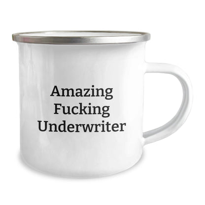 Funny Underwriter Gifts, Amazing Camping Mug for Underwriter, Birthday Unique Gifts from Men to Underwriter Friends, 'Amazing F - king Underwriter' Quote - The Buy Boom