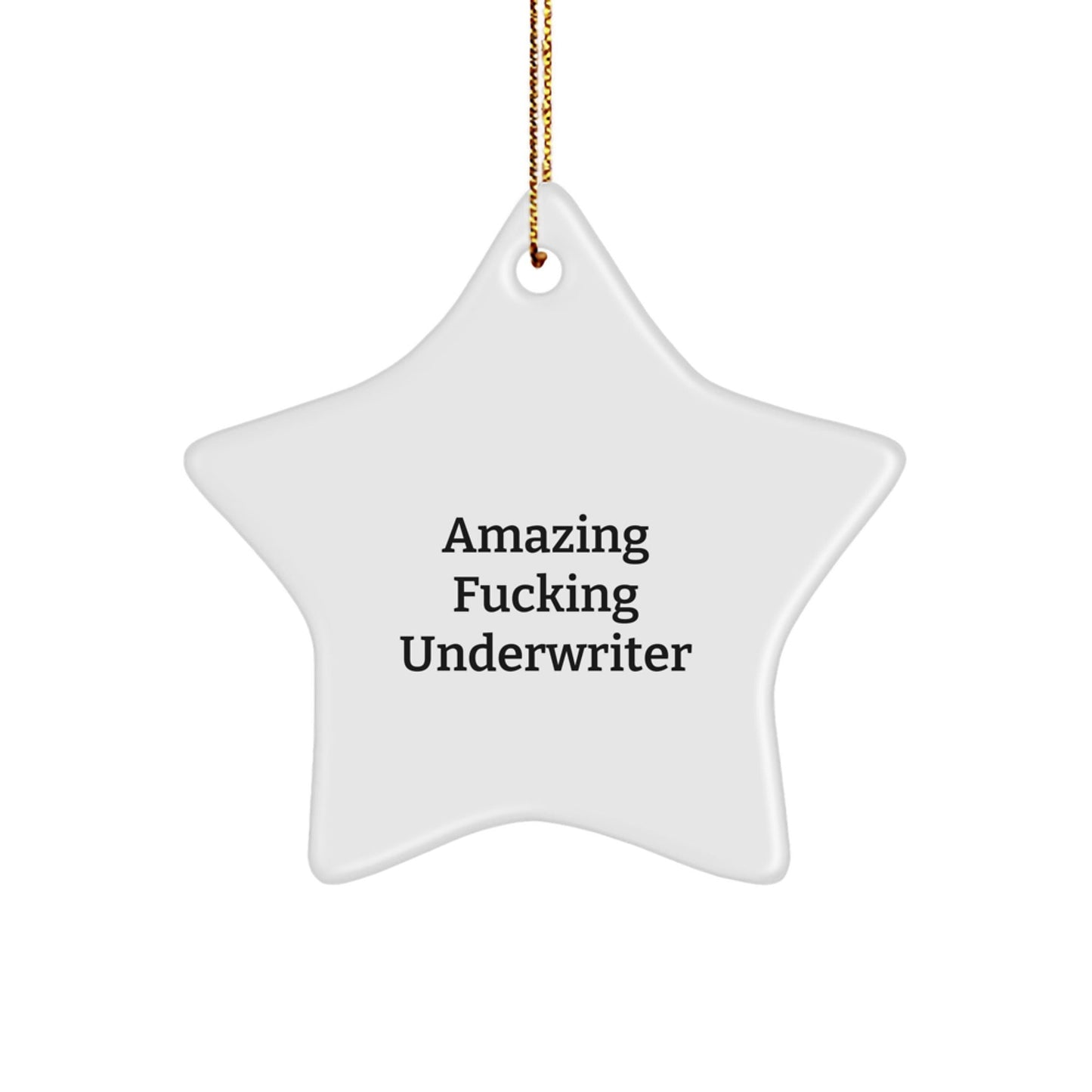 Funny Underwriter Gifts - Amazing Star Ornament with Quote - White Star Shaped - Gifts from Men to Underwriters for Christmas - The Buy Boom