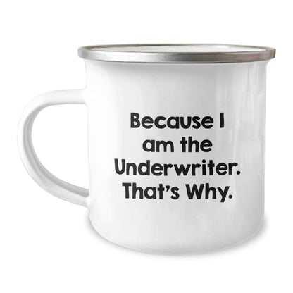 Funny Underwriter Gifts for Him, Camping Mug with Because I Am The Underwriter, That's Why. Quote, Unique Christmas Unique Gifts from Friends to Family - The Buy Boom