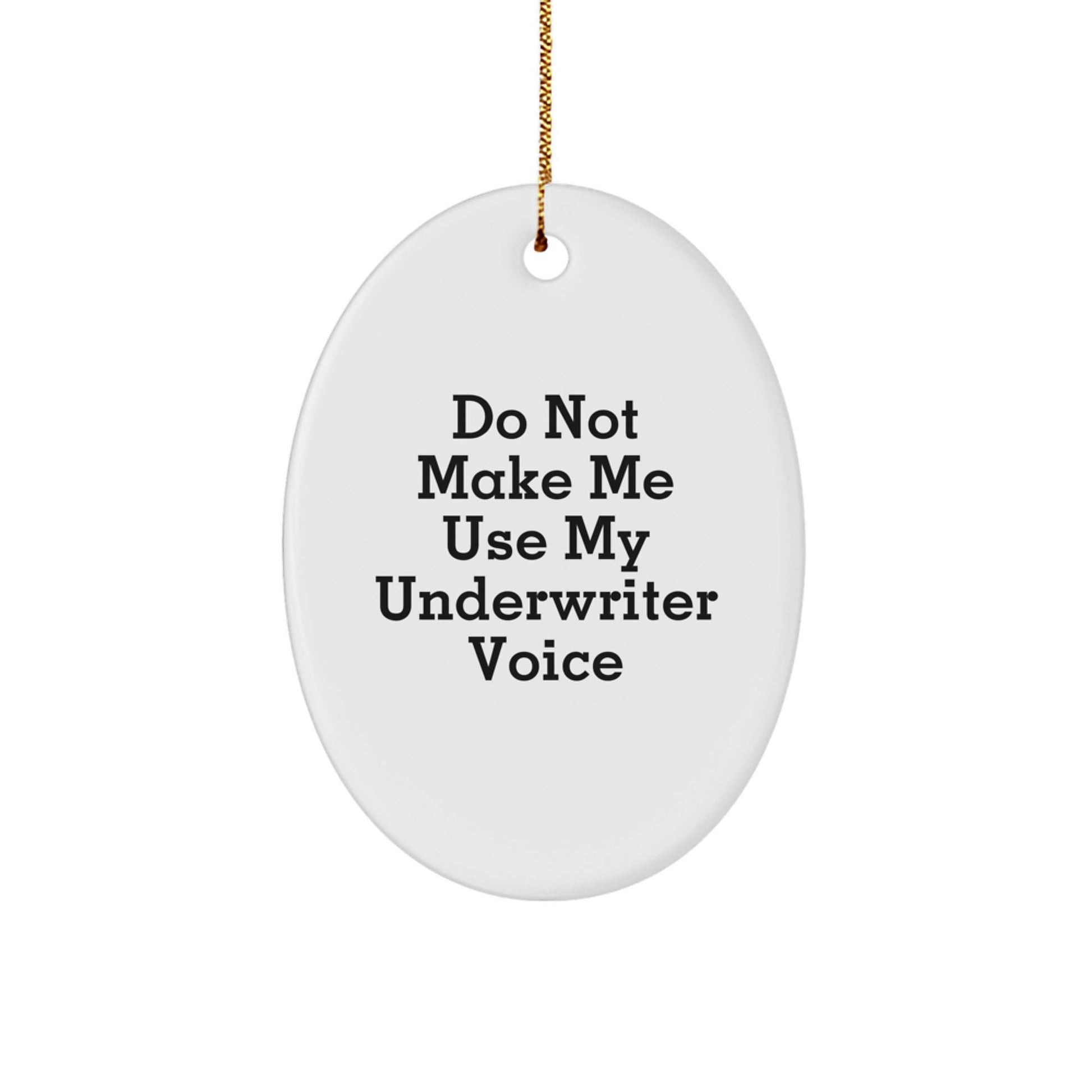 Funny Underwriter Gifts for Men Oval Ornament from Friends, Humorous Quote - Do Not Make Me Use My Underwriter Voice, Christmas Unique Gifts, Oval Ornament Decoration - The Buy Boom