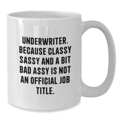 Funny Underwriter Gifts for Men, White Coffee Mugs with Classy Sassy And A Bit Fearlessy Quote, Unique Christmas Unique Gifts from Friends to Family - The Buy Boom