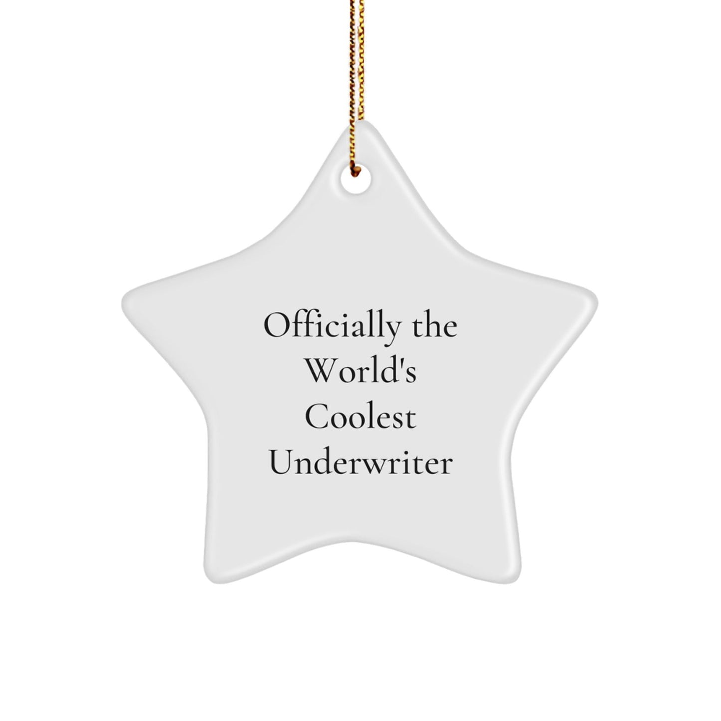 Funny Underwriter Gifts from Friends or Family - Officially The World's Coolest Underwriter Star Ornament for Christmas - The Buy Boom