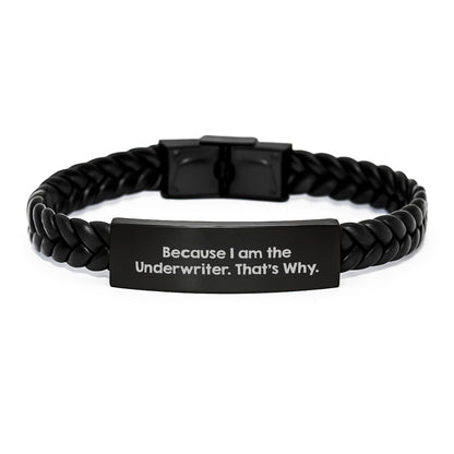 Funny Underwriter Gifts from Men, Inspirational Interlaced Leather Bracelet for Him, Christmas Unique Presents for Underwriter - The Buy Boom