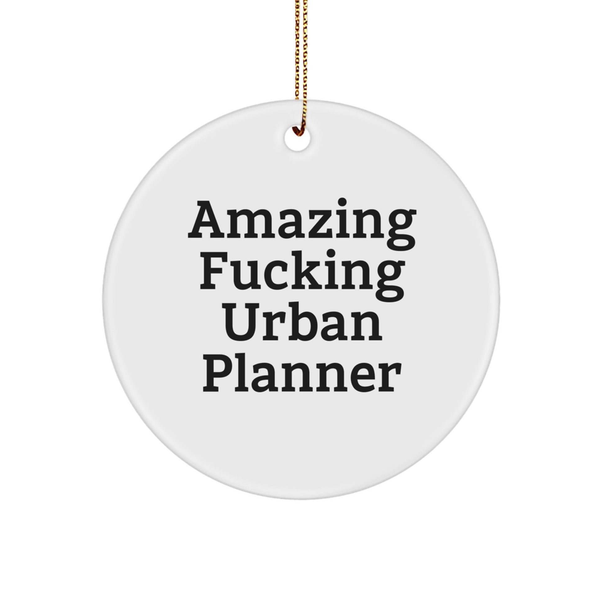 Funny Urban Planner Christmas Unique Gifts for Friends from Men, 'Amazing F - king Urban Planner' Circle Ornament Unique Decorations for Urban Planner - The Buy Boom