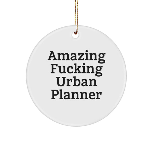 Funny Urban Planner Christmas Unique Gifts for Friends from Men, 'Amazing F - king Urban Planner' Circle Ornament Unique Decorations for Urban Planner - The Buy Boom