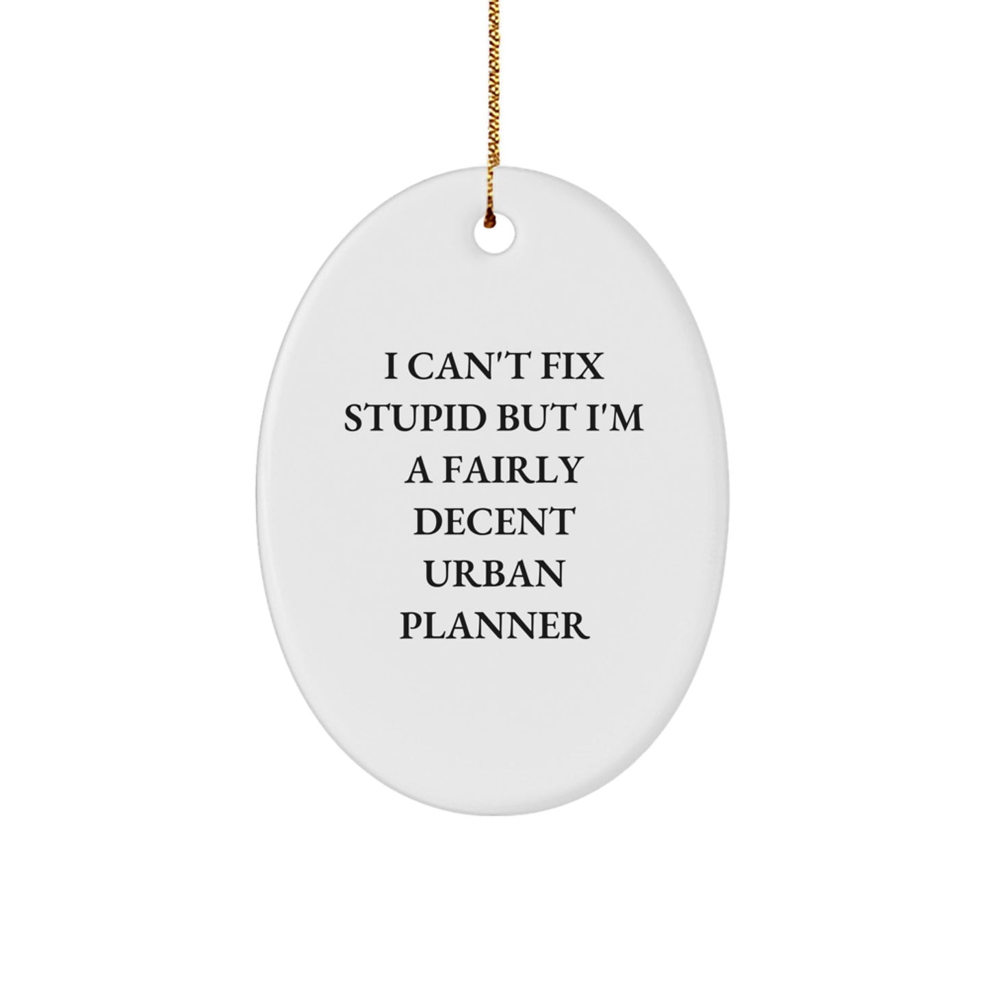 Funny Urban Planner Gifts for Men from Friends, Christmas Unique Decorations Oval Ornament, I Can't Fix Stupid But I'm A Fairly Decent Urban Planner - The Buy Boom