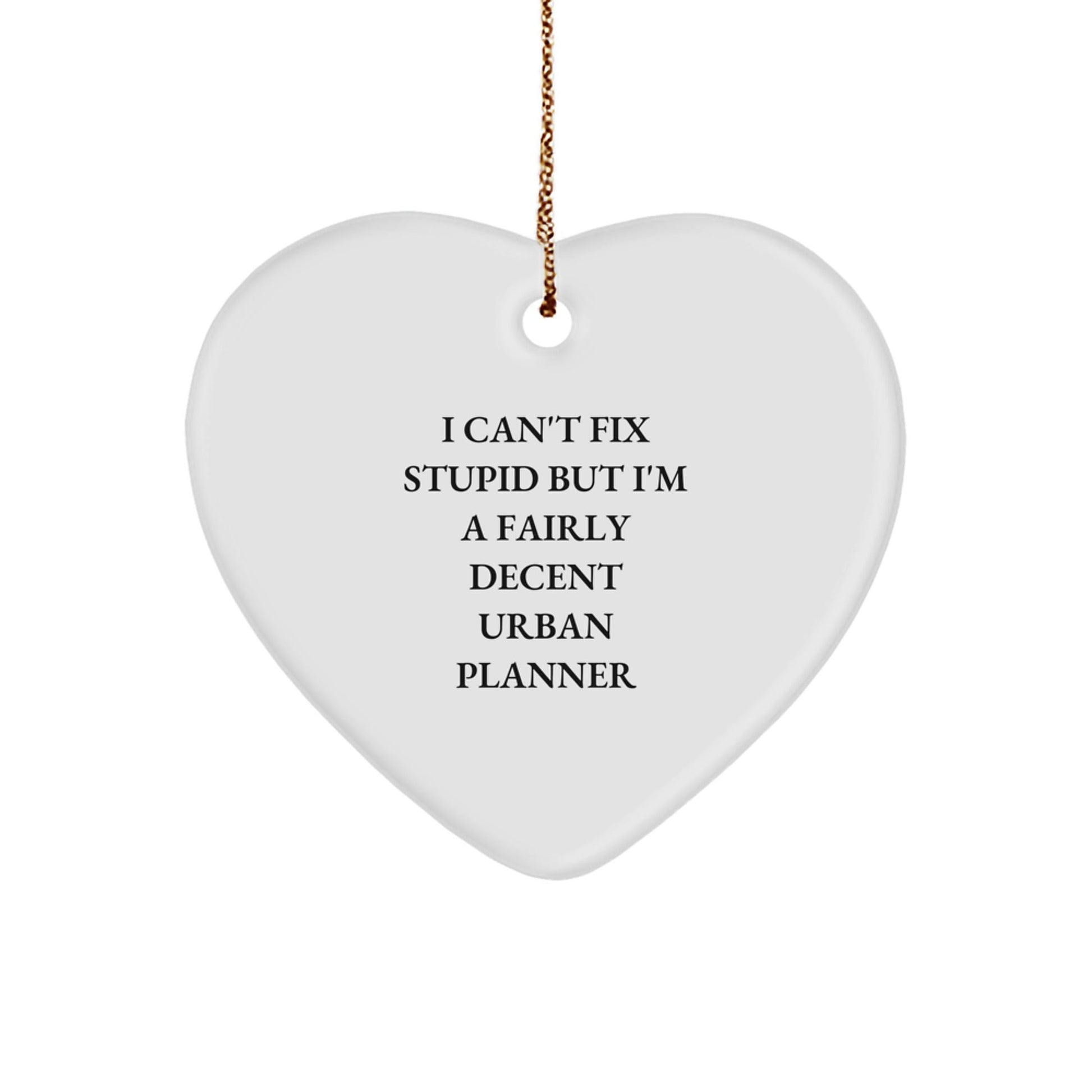 Funny Urban Planner Gifts for Women, Heart Ornament 'I Can't Fix Stupid But I'm A Fairly Decent Urban Planner', Christmas Unique Gifts from Friends - The Buy Boom