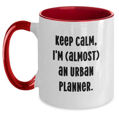 Funny Urban Planner Gifts, Keep Calm I'm (almost) An Urban Planner Two Tone Coffee Mug, Graduation Unique Gifts from Family to Urban Planner - The Buy Boom