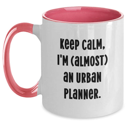 Funny Urban Planner Gifts, Keep Calm I'm (almost) An Urban Planner Two Tone Coffee Mug, Graduation Unique Gifts from Family to Urban Planner - The Buy Boom
