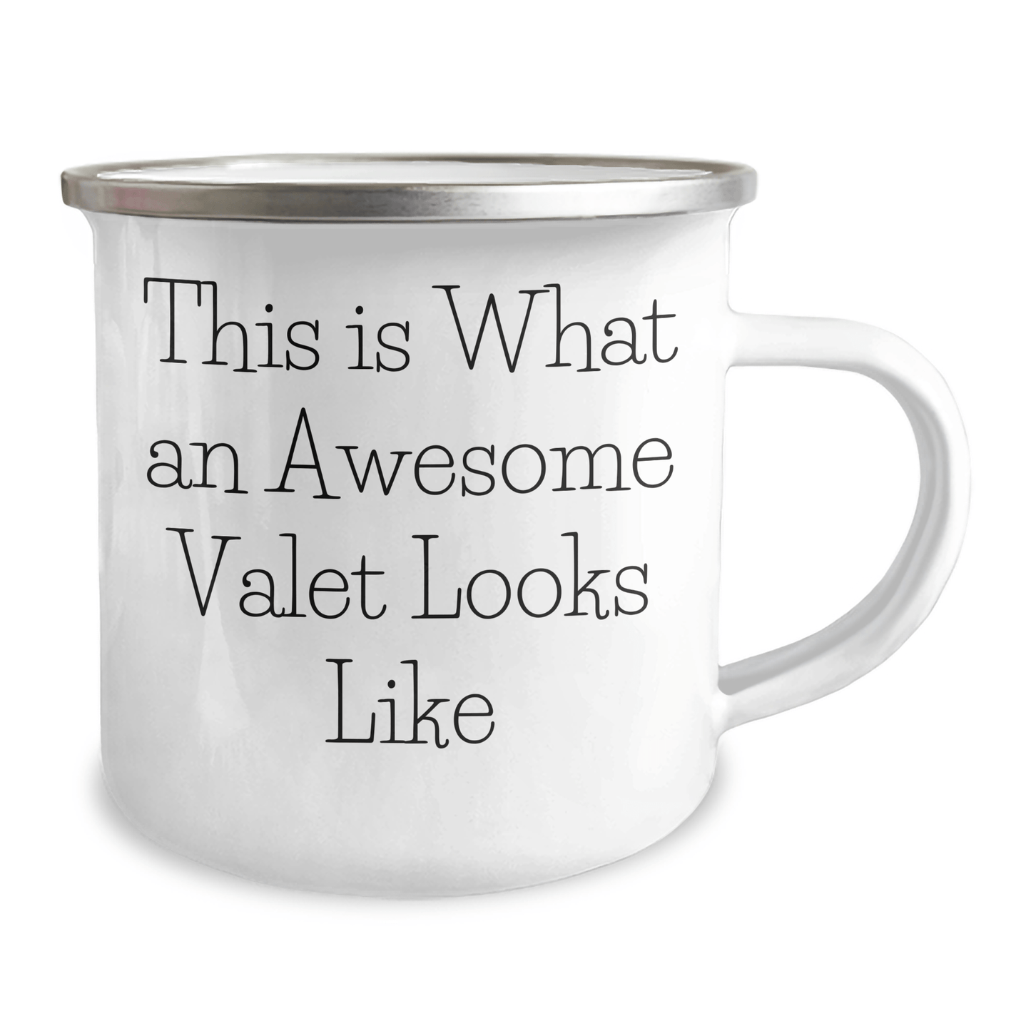 Funny Valet Gifts from Men to Awesome Valets on Father's Day - This Is What An Awesome Valet Looks Like, Camping Mug, 12 oz Stainless Steel Enamel Finish - The Buy Boom