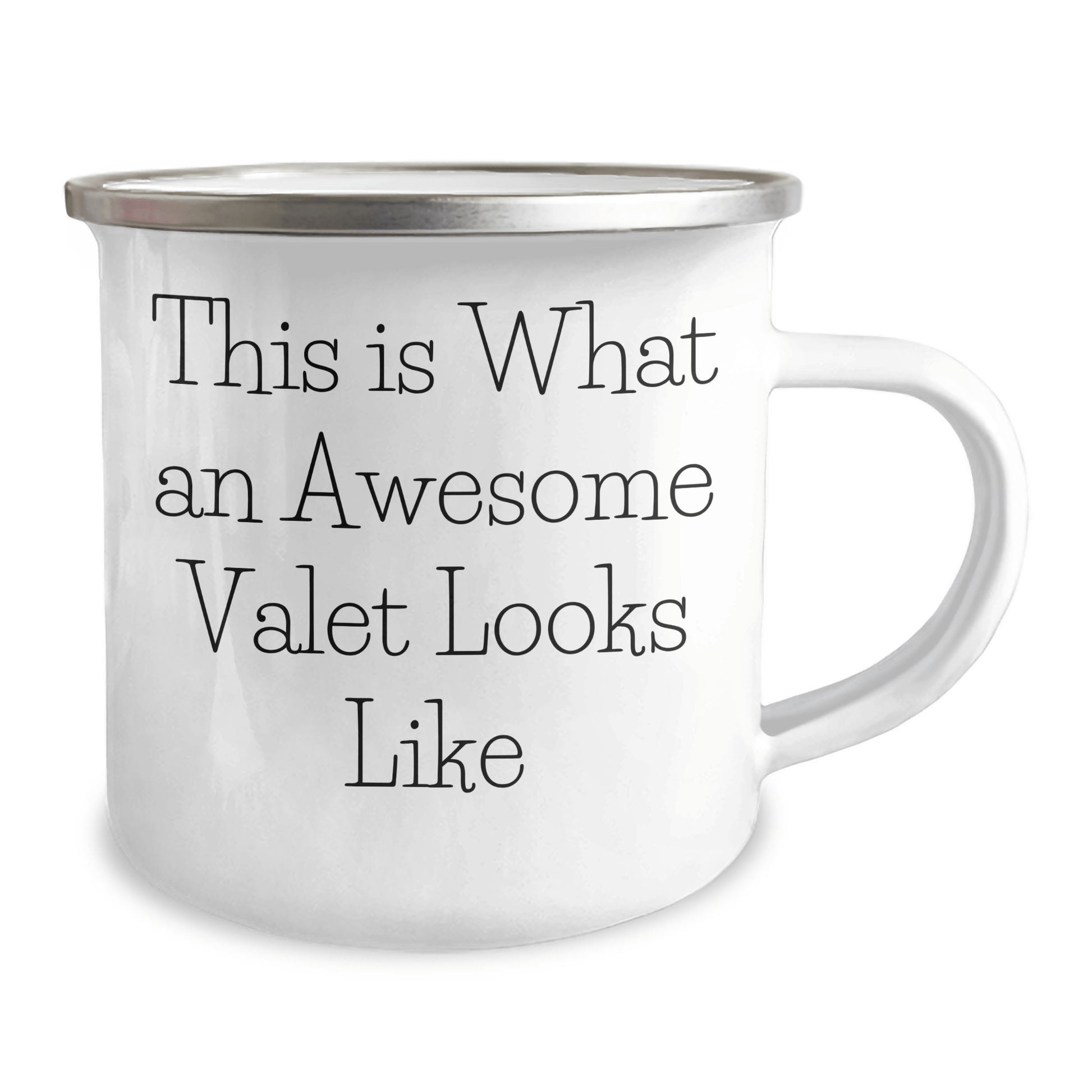 Funny Valet Gifts from Men to Awesome Valets on Father's Day - This Is What An Awesome Valet Looks Like, Camping Mug, 12 oz Stainless Steel Enamel Finish - The Buy Boom