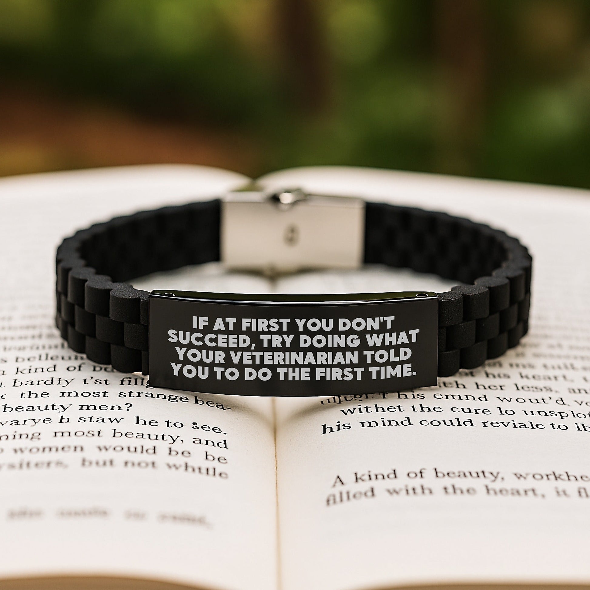 Funny Veterinarian Gifts for Men - If At First You Don't Succeed Glide lock Clasp Bracelet Inspirational Encouragement from Friends - The Buy Boom