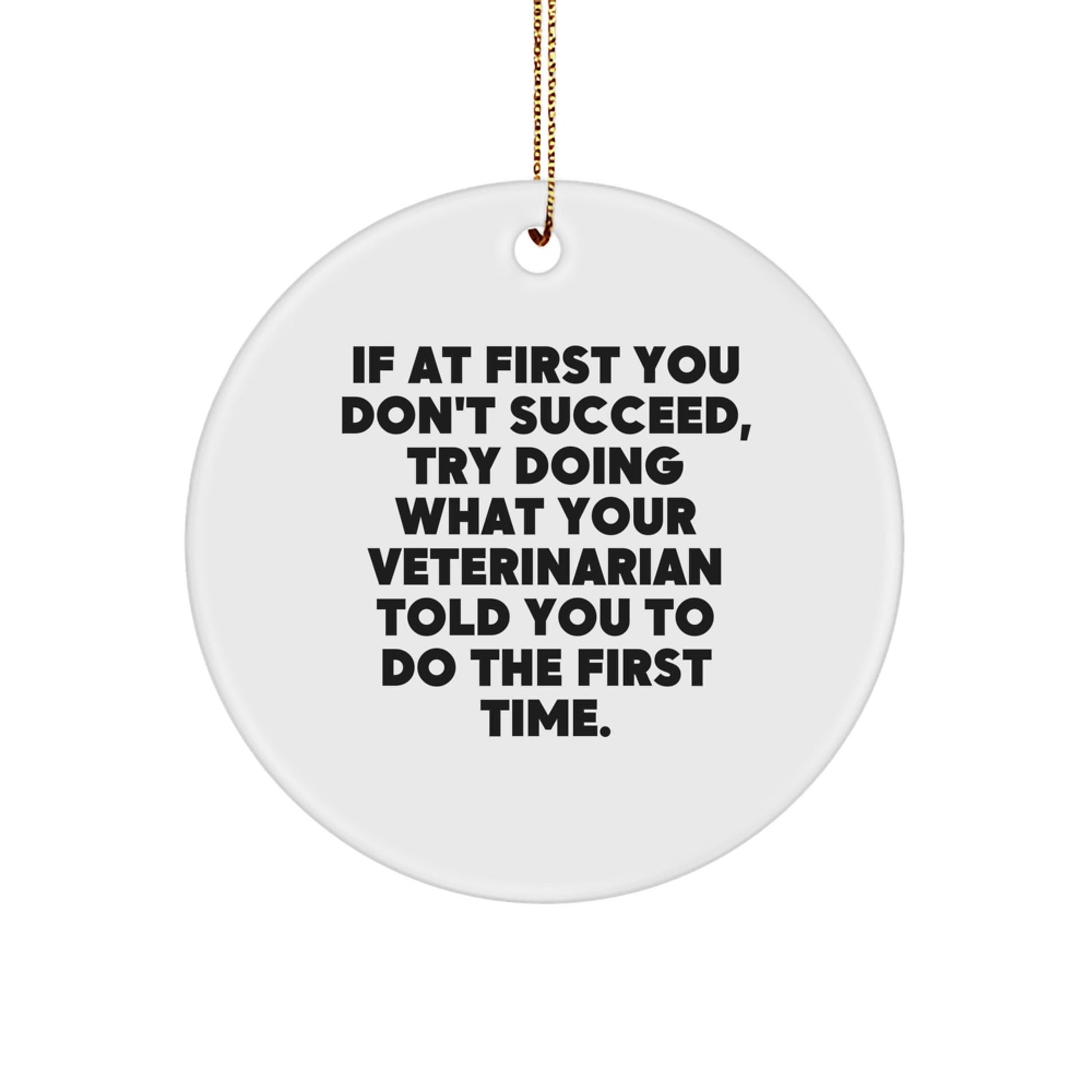 Funny Veterinarian Gifts from Family for Men with Circle Ornament, Christmas Unique Decorations, 'If At First You Don't Succeed Try Doing What Your Veterinarian Told You To Do The First Time' Quote - The Buy Boom