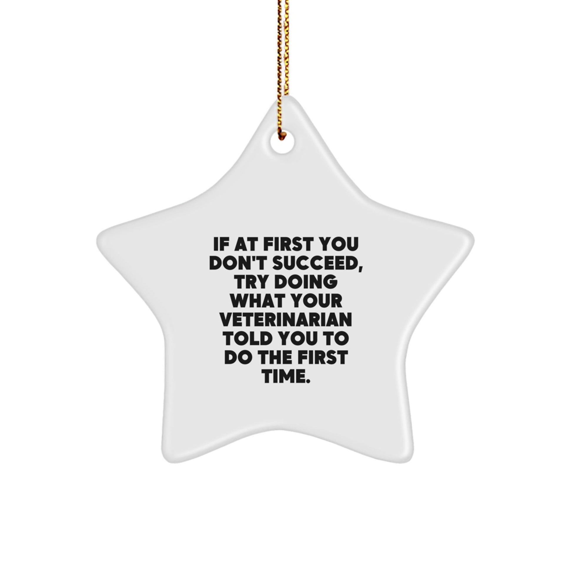 Funny Veterinarian Gifts from Friends for Christmas - 'If At First You Don't Succeed' Star Ornament, Veterinarian Appreciation Present - The Buy Boom
