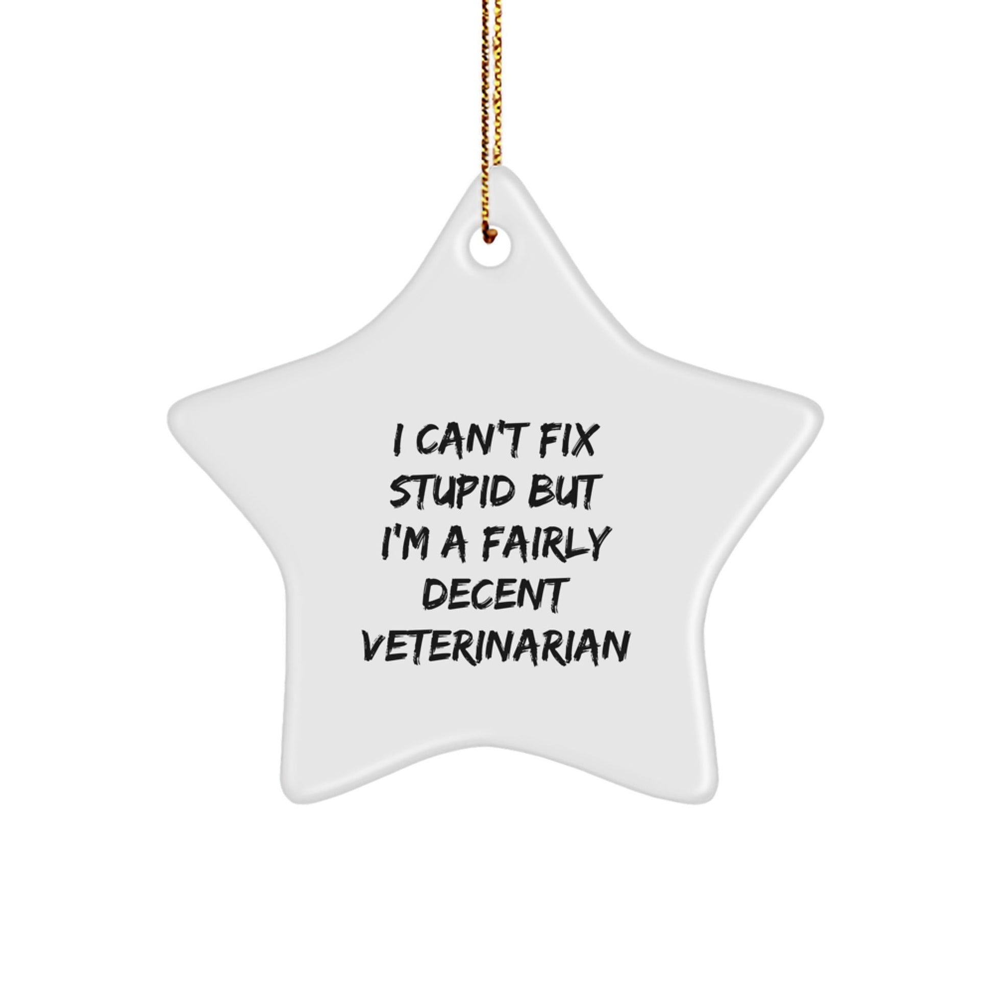 Funny Veterinarian Gifts, Unique Star Ornament, 'I Can't Fix Stupid But I'm A Fairly Decent Veterinarian' Christmas Decoration for Men, Women, Friends, Family, Coworkers - The Buy Boom