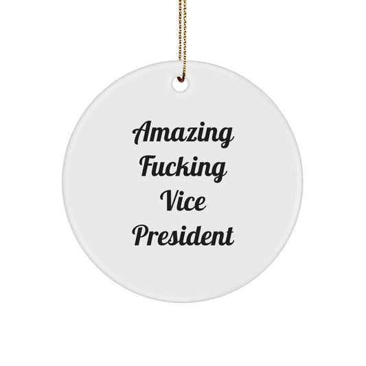 Funny Vice President Gifts from Friends, 'Amazing F - king Vice President' Circle Ornament for Christmas - The Buy Boom