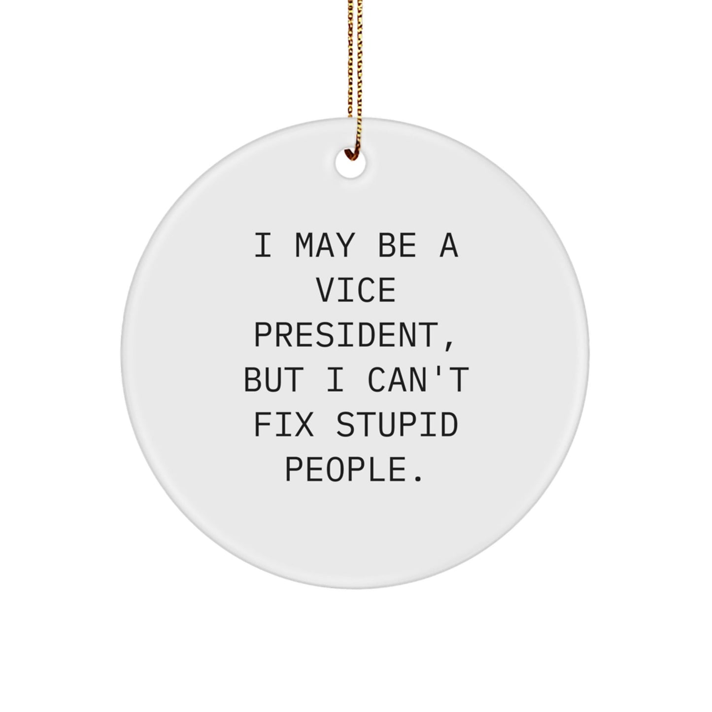 Funny Vice President Gifts from Friends, I May Be A Vice President, But I Can't Fix Stupid People. Christmas Unique Circle Ornaments for Vice President - The Buy Boom