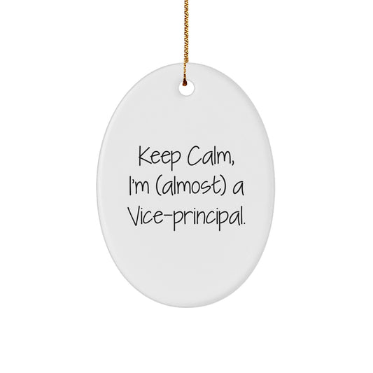 Funny Vice - principal Gifts for Men - Keep Calm, I'm (almost) A Vice - principal. Oval Ornament Christmas Unique Gifts from Friends - The Buy Boom