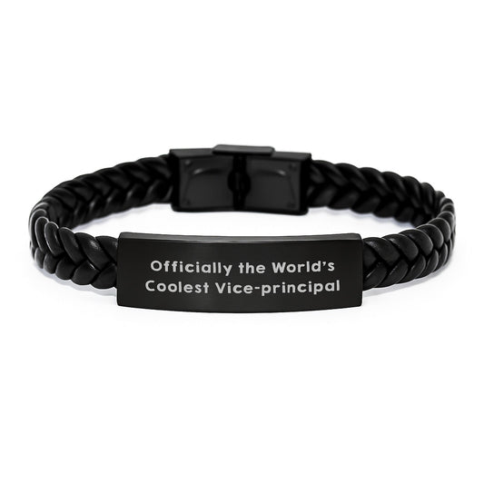 Funny Vice - principal Gifts for Men - Officially The Worlds Coolest Vice - principal Inspirational Quote Interlaced Leather Bracelet for Women Friends Coworkers - The Buy Boom