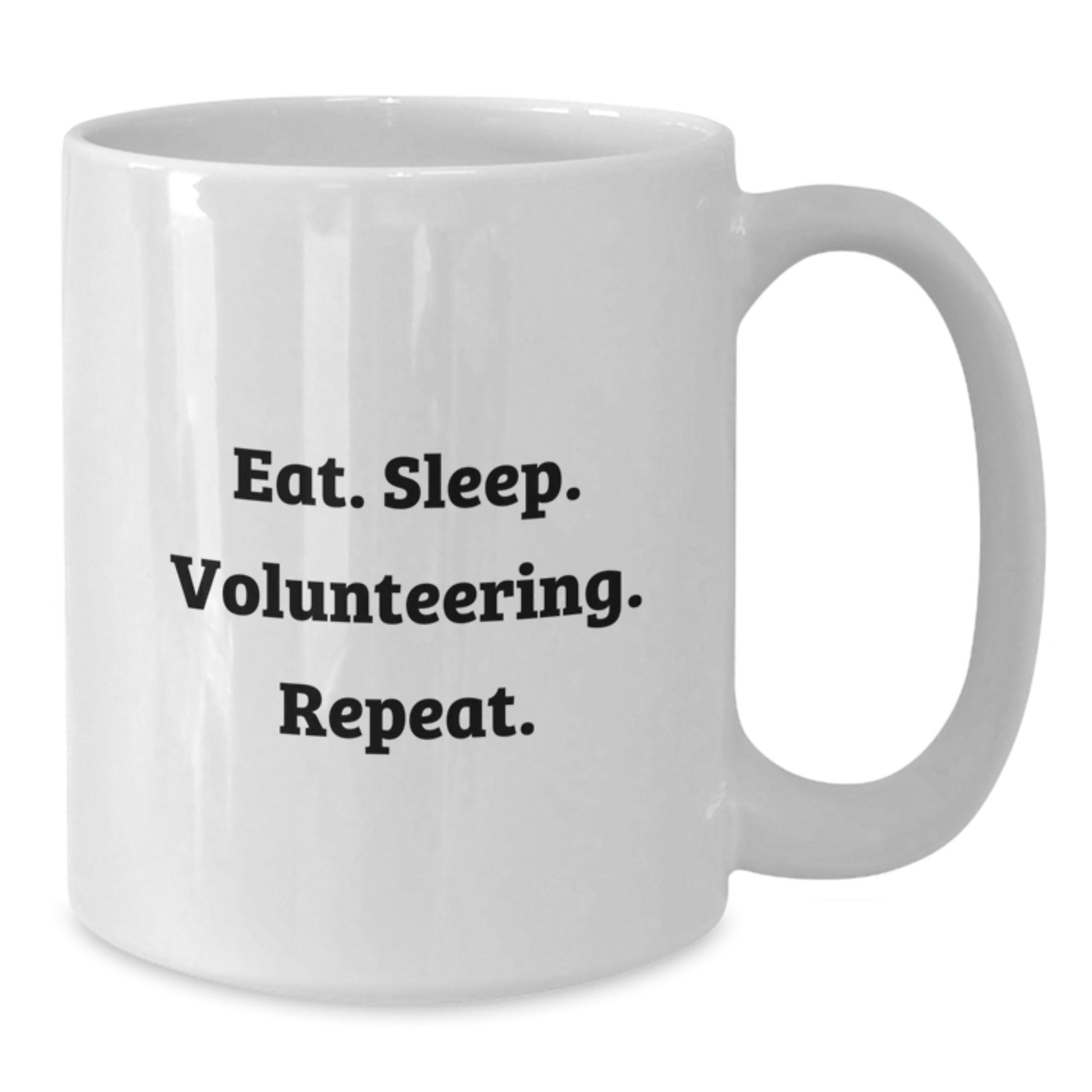 Funny Volunteering Gifts for Men, White Coffee Mug with Eat. Sleep. Volunteering. Repeat. Quote, Graduation Unique Gifts from Friends to Family - The Buy Boom