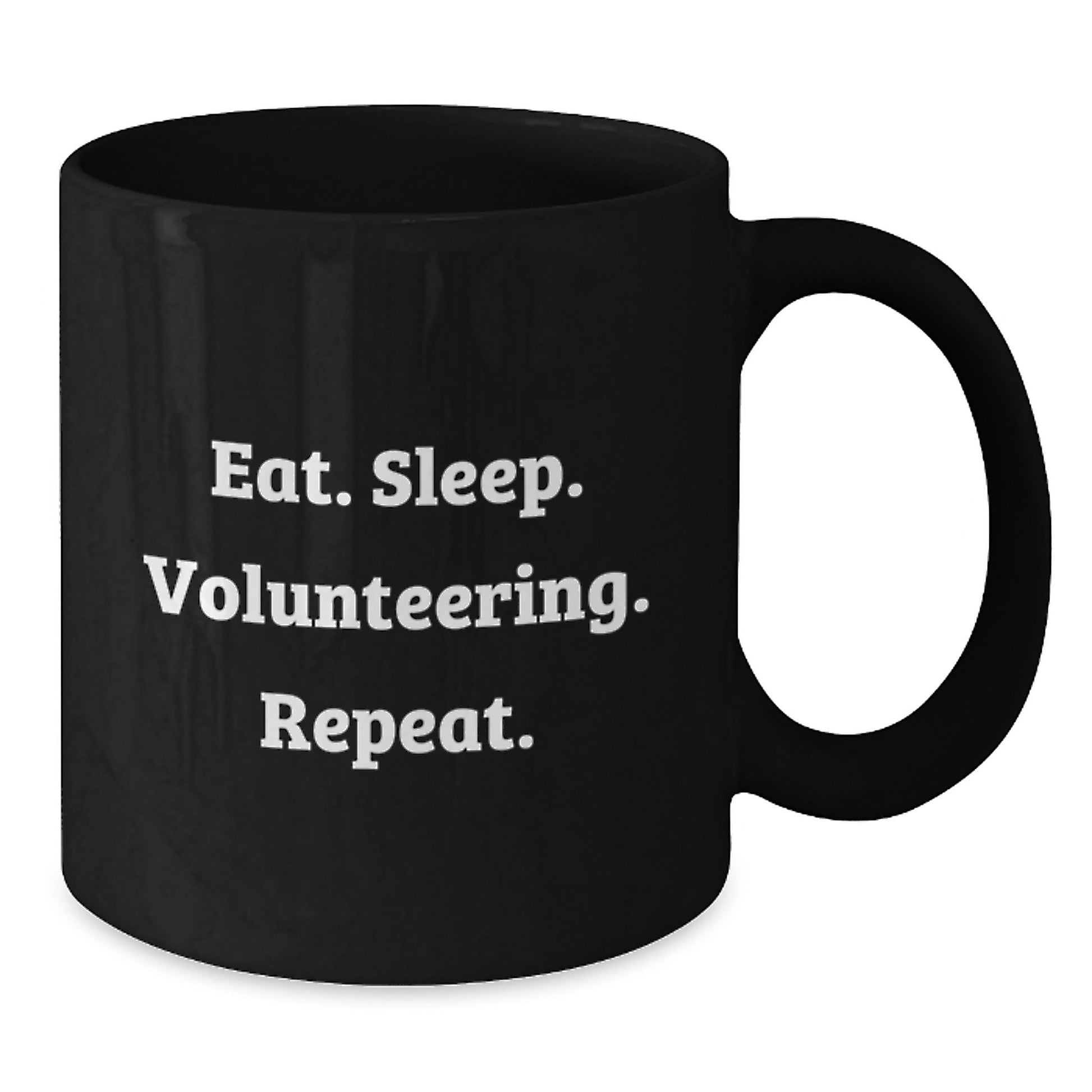 Funny Volunteering Gifts from Friends for Men, Women, and Coworkers - Eat. Sleep. Volunteering. Repeat. Black Coffee Mug for Graduation Unique Gifts - The Buy Boom