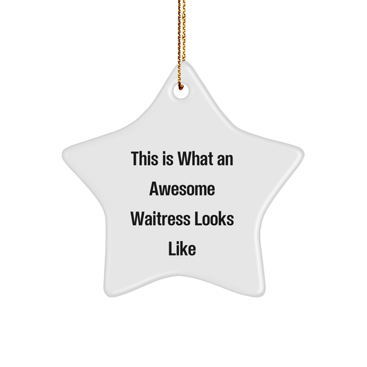 Funny Waitress Gifts for Her, This Is What An Awesome Waitress Looks Like Star Ornament, Christmas Decorations from Family, Friends, or Coworkers - The Buy Boom
