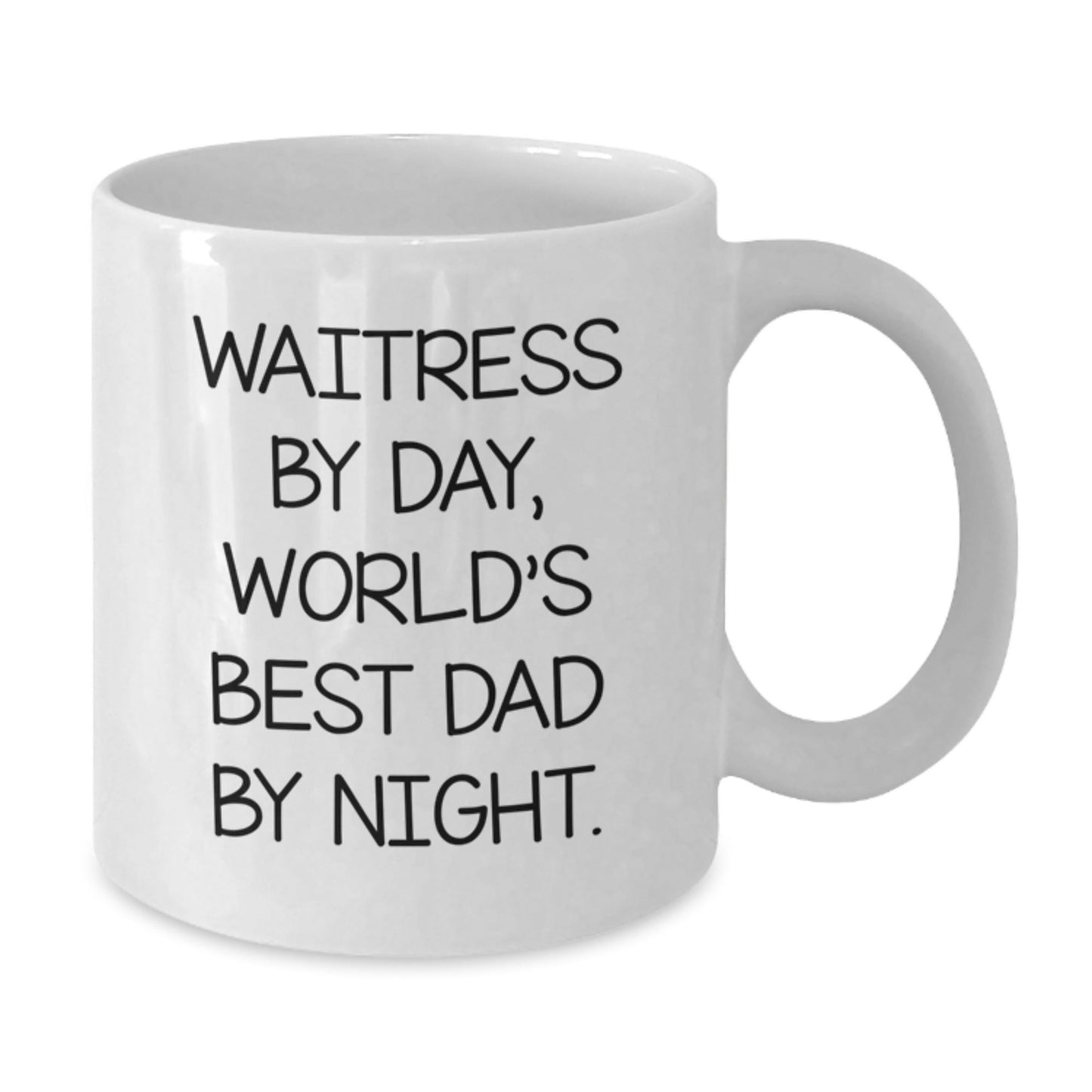 Funny Waitress Gifts for Her, World's Best Dad Mug, Birthday Unique Presents from Family, Friends, Coworkers - 'Waitress By Day, World's Best Dad By Night.' - The Buy Boom