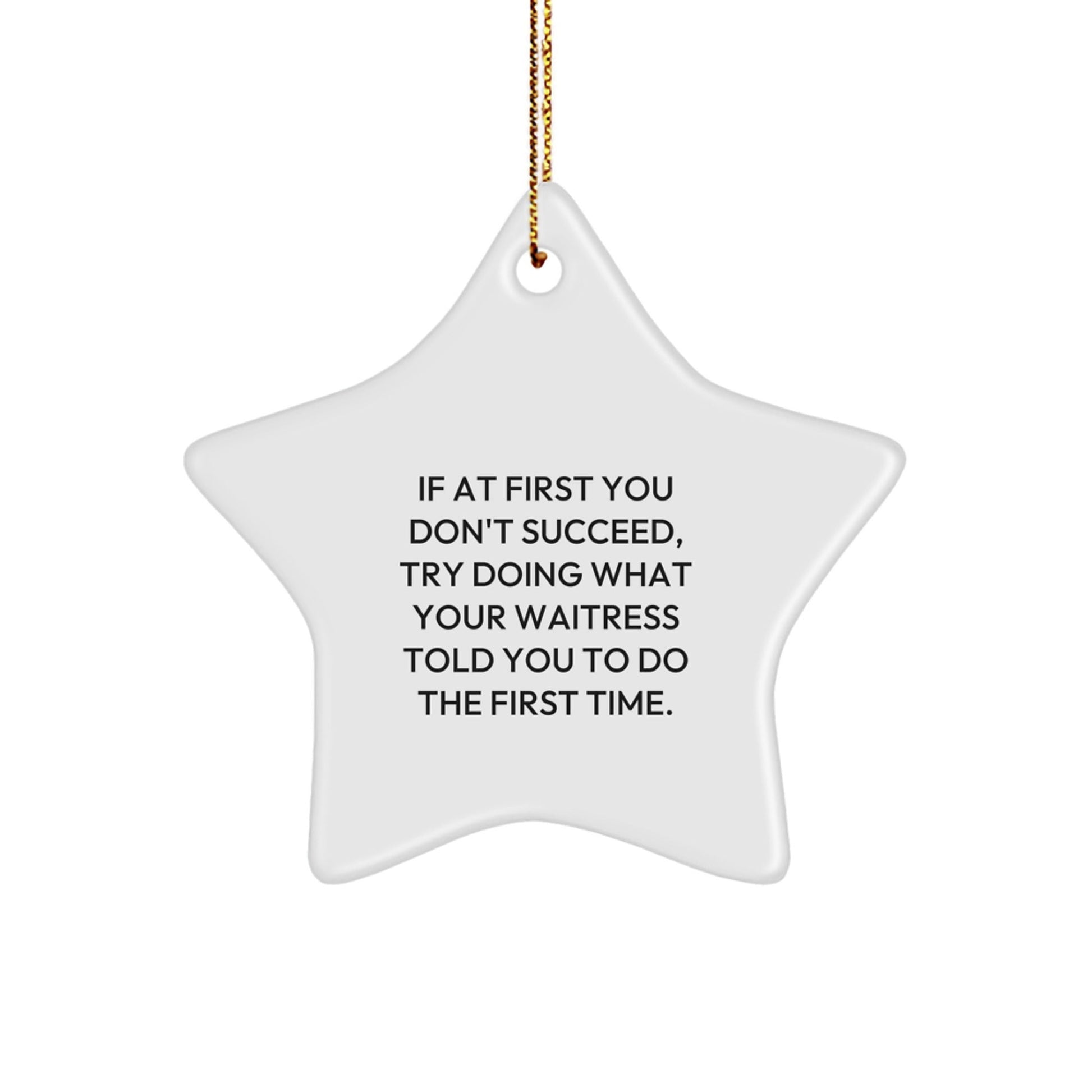 Funny Waitress Gifts from Men to Waitress, Inspirational Star Ornament, Christmas Unique Gifts, If At First You Don't Succeed, Try Doing What Your Waitress Told You To Do The First Time. - The Buy Boom