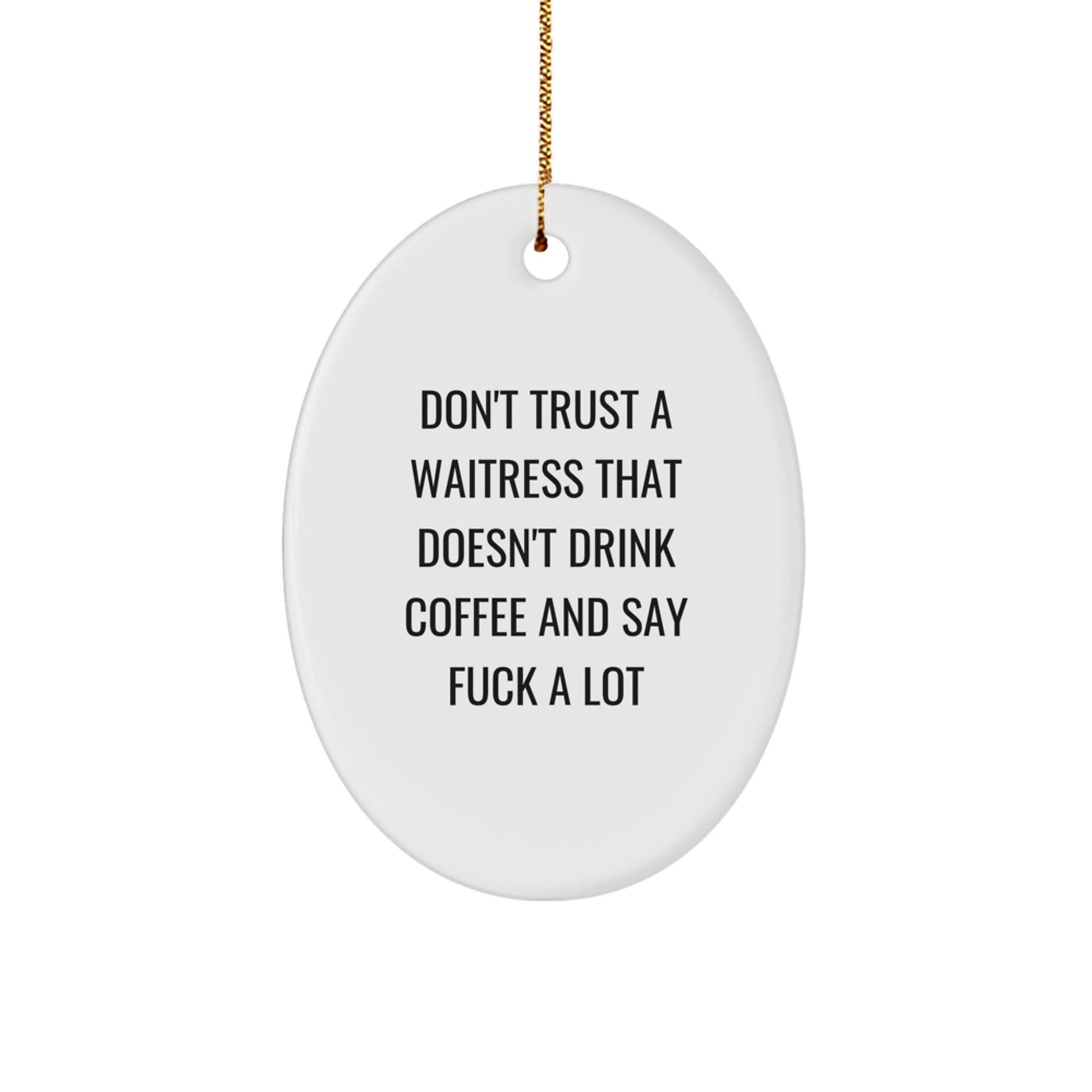 Funny Waitress Quote Oval Ornament, Gifts from Friends for Waitress, Unique Christmas Unique Gifts for Waitress, Oval Decorations - The Buy Boom
