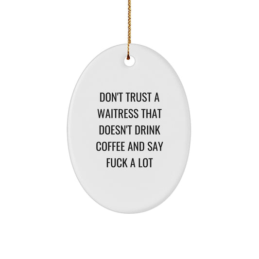Funny Waitress Quote Oval Ornament, Gifts from Friends for Waitress, Unique Christmas Unique Gifts for Waitress, Oval Decorations - The Buy Boom