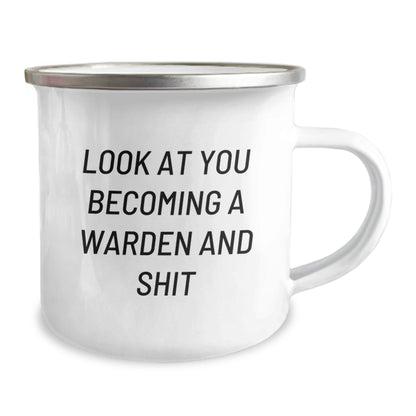 Funny Warden Gifts for Him - Look At You Becoming A Warden And Shit, Camping Mug, Christmas Unique Gift for Men from Friends - The Buy Boom